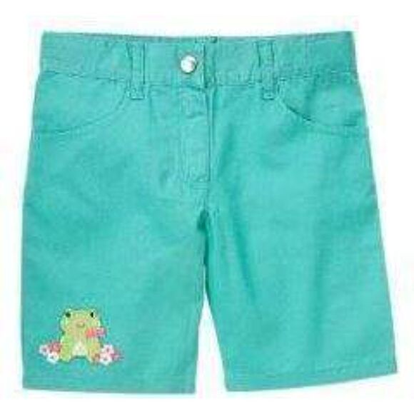 Gymboree teal blue green frog flower Bermuda shorts Easter spring vacation 4 3 5 - Picture 2 of 2